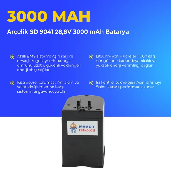 Arçelik SD 9041 28,8V 3000 mAh Batarya - Resim 3