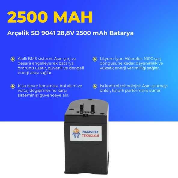 Arçelik SD 9041 28,8V 2500 mAh Batarya - Resim 3