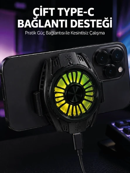 Manyetik Bağlantılı Çift Type-C Girişli Telefon Soğutucu ürün görseli 1
