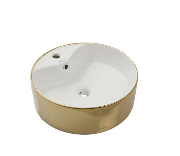 NEWARC BATARYA DELİKLİ LAVABO DIŞI ALTIN İÇİBEYAZ ürün görseli 1