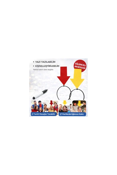 Kişiselleştirilebilir Ok İşaretli Mesaj Tacı (2’li Set Sarı-Kırmızı) ürün görseli 1