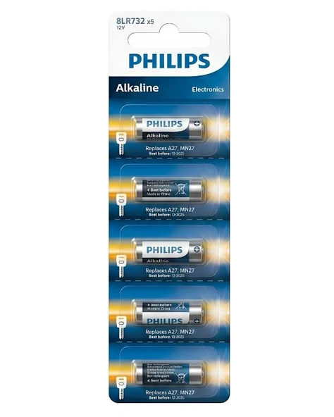Philips A27 MN27 Alkalin Pil 12V 5li 8LR732P5B ürün görseli 1