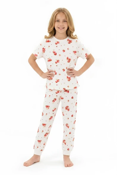 Kız Çocuk Pijama Takımı %100 Pamuk 3-13 Yaş 12714IS ürün görseli 1