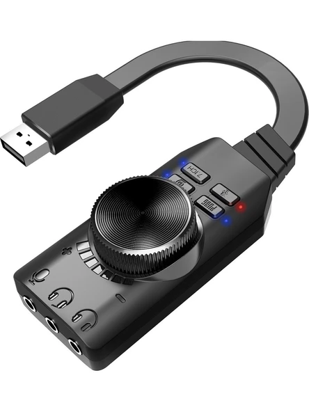 USB DSP Sound Card 7.1 Harici Ses Kartı Gaming PUBG LOL Valorant Mikrofonlu Kulaklık Adaptörü Tak Çalıştır ürün görseli 1