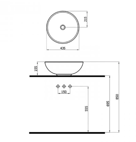 NEWARC YUVARLAK ÇANAK KROM LAVABO - Resim 2