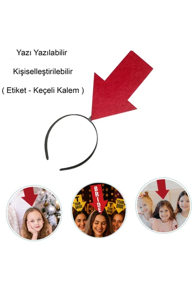 Kişiselleştirilebilir Ok Taç – Üzerine Yazı Yazılabilen Parti Tacı Kırmızı ürün görseli 1