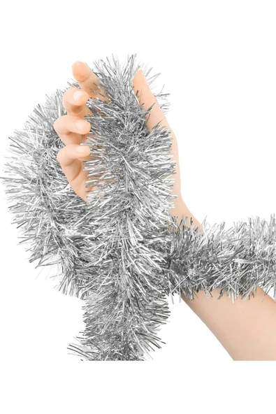 Parti İçin Mega Kalın  İthal Sim Süs 2 Metre Uzunluk 8 cm Genişlik - Gümüş ürün görseli 1
