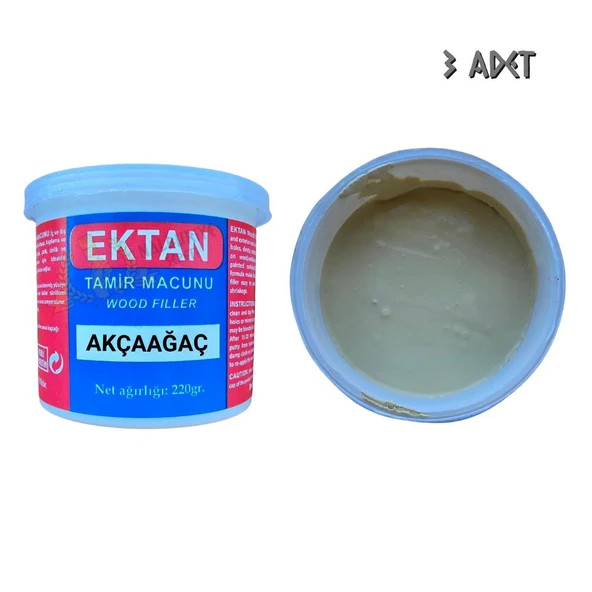 Ektan Masif ve Ahşap Tamir Macunu AKÇAAĞAÇ 220 gr. - 3 Adet ürün görseli 1