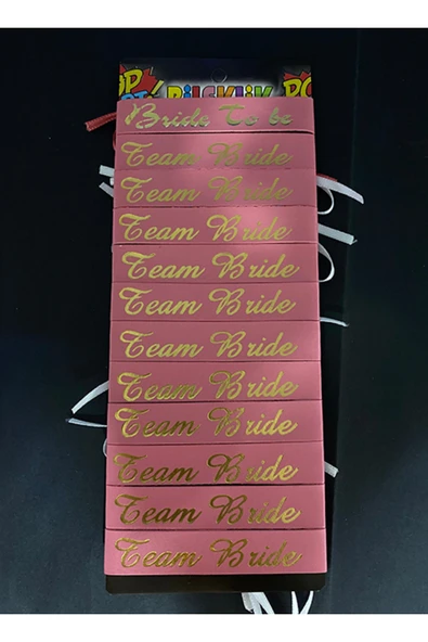 Bride To Be -Team Bride Bekarlığa Veda Nedime Bilekliği 10 Adet Pembe - Gold ürün görseli 1