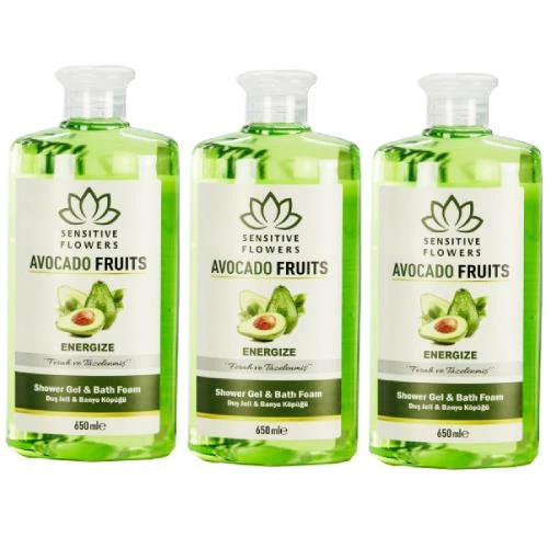 Sensitive Flowers Avacado Fruits Energize Duş Jeli 3 X 650 Ml ürün görseli 1
