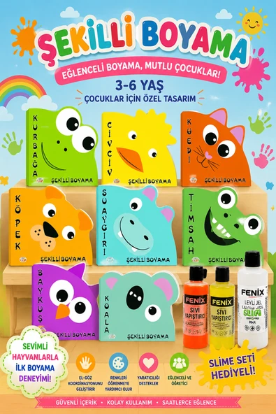3-6 Yaşa Uygun Şekilli Boyama Seti - 8 Kitap ürün görseli 1