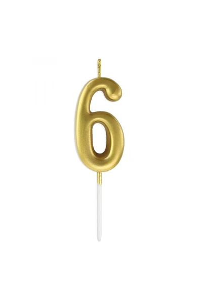 6 Rakam Mum Gold Renk - Resim 2
