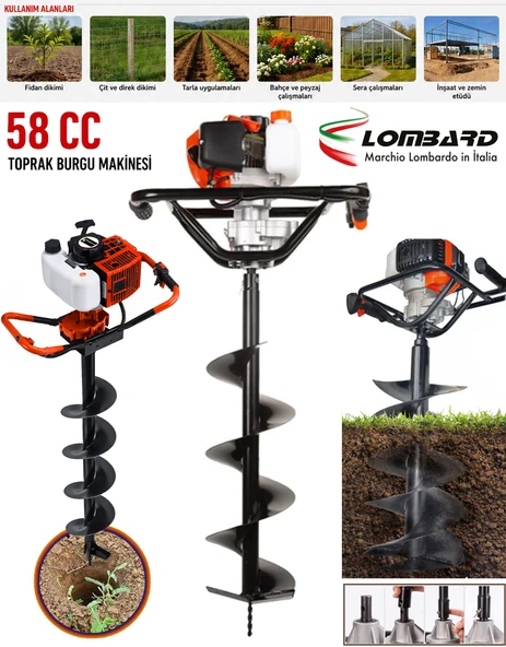 İtaly LMB-S52 Toprak Burgu Zemin Delme Delik Açma Makinası 52cc+ Delme Ucu 150 Mm Hediyeli ürün görseli 1