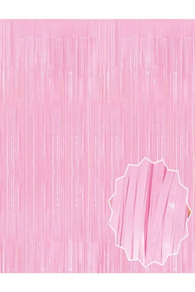 Soft Pembe Püsküllü Kapı Perdesi - Parti, Baby Shower, Cinsiyet Partisi 1x2 m ürün görseli 1