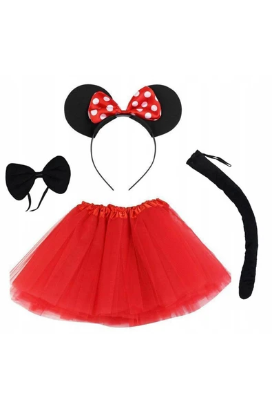 Minnie Mouse Kostüm Seti Etek Taç Kuyruk Papyon Gösteri Seti ürün görseli 1