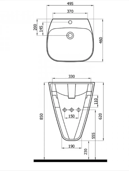 MODERN MONOBLOK LAVABO BEYAZ - Resim 2