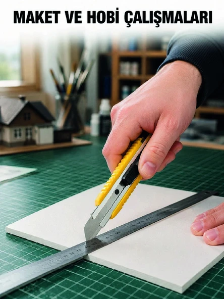 5 Adet Metal Falçata Seti Ergonomik Saplı Çelik Maket Bıçağı Koli Ambalaj PVC Kesici ürün görseli 1