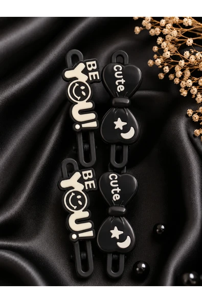 Sevimli "Be You!" ve "Cute" Yazılı İkili Yan Toka Seti ürün görseli 1