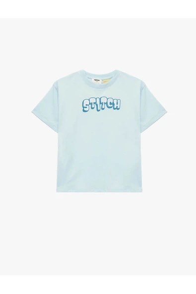 Koton Erkek Çocuk Stitch Baskılı Kısa Kollu Bisiklet Yaka Lisanslı Tişört ürün görseli 1