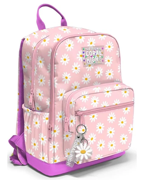 Coral High Pembe Papatya Desenli Okul Sırt Çantası 33224 ürün görseli 1