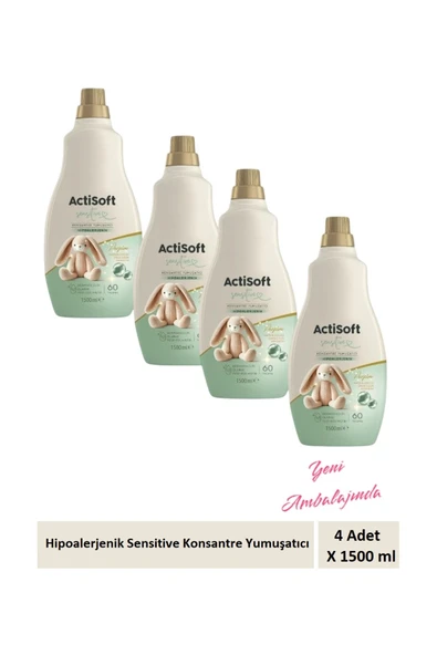 actisoft Hipoalerjenik Sensitive Konsantre Çamaşır Yumuşatıcı 1500 ml X 4 Adet ürün görseli 1