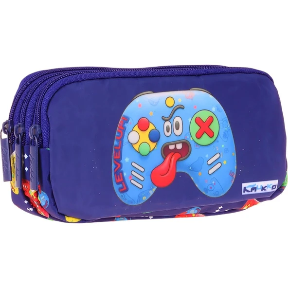 Kaukko Kids Good Game Baskılı Lacivert - Kırmızı Erkek Çocuk Okul Kalemliği Kalem Çantası - L5391 ürün görseli 1