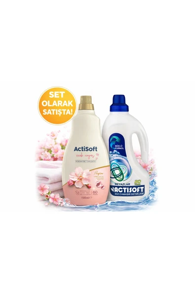 actisoft Sıvı Çamaşır Deterjanı Beyaz Ve Çiçek Rüyası Yumuşatıcı Set 1500 + 1500 Ml. ürün görseli 1
