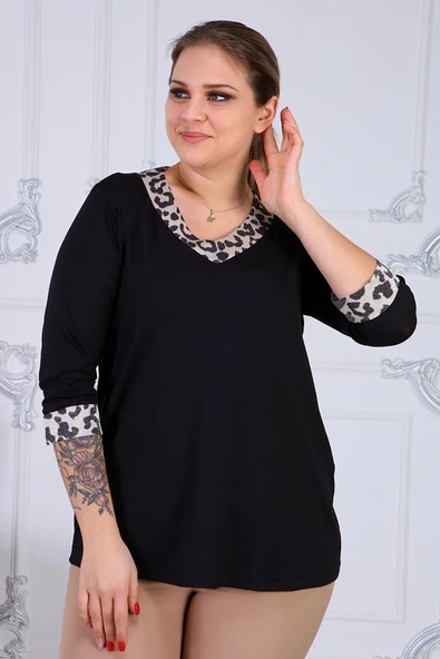 Gül Moda Siyah Kadın Büyük Beden Bluz ürün görseli 1