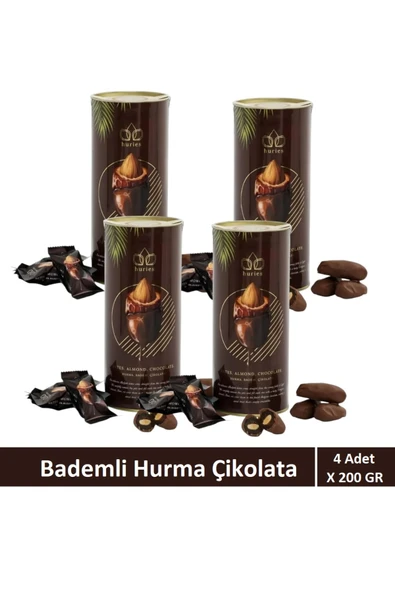 Huries Sütlü Çikolata Kaplı Bademli Hurma 200 gr X 4 Adet ürün görseli 1