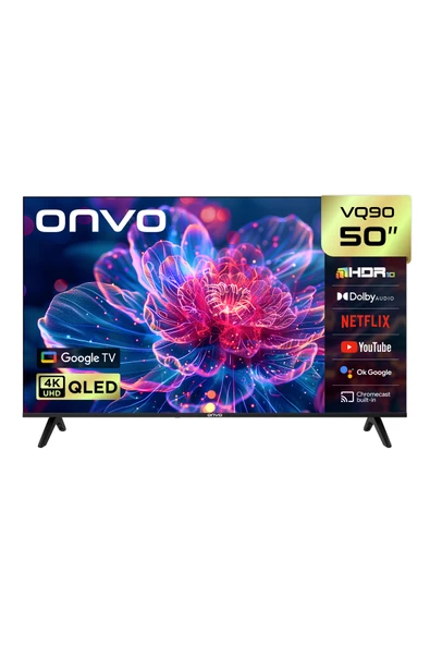 ONVO 50VQ90F3UA 127 Ekran Uydu Alıcılı 4K Ultra HD Google Smart QLED TV ürün görseli 1