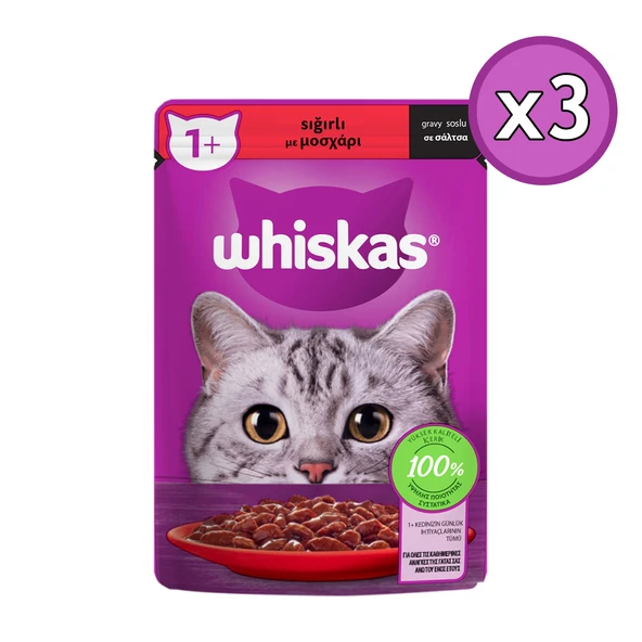 Whiskas Sığırlı Poşet Yaş Kedi Maması 85 gr 3 Adet ürün görseli 1