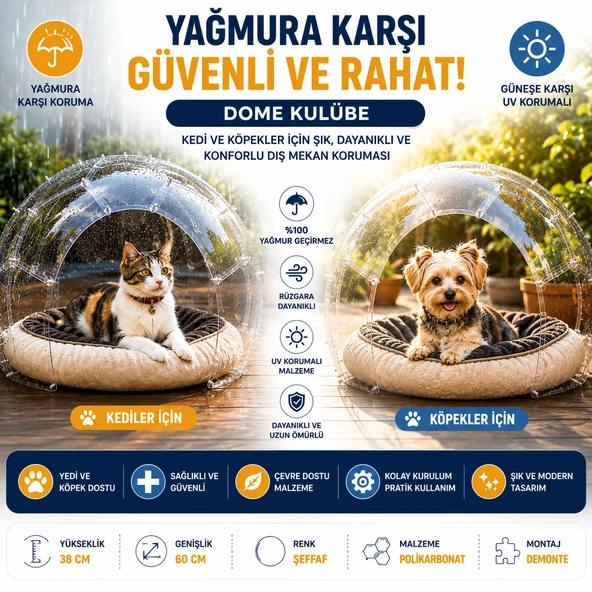 Bauwelt Dome Şeffaf Evcil Hayvan Evi - Kedi ve Küçük Irk Köpekler İçin Demonte Yaşam Alanı ürün görseli 1