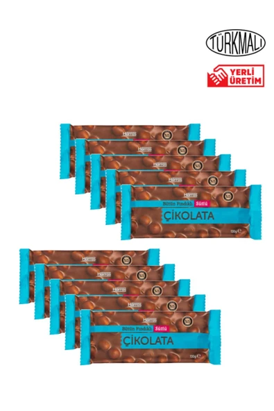 Harras Bütün Fındıklı Sütlü Çikolata 130gr x 10 Paket ürün görseli 1