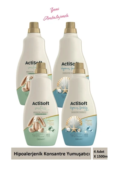 actisoft Hipoalerjenik Konsantre Çamaşır Yumuşatıcı Okyanus Ve Sensitive 1500 ml X 4 Adet ürün görseli 1