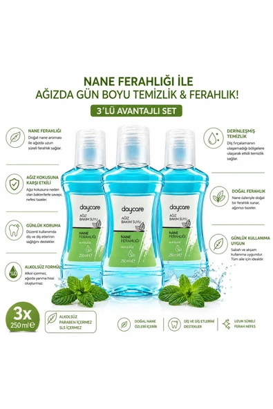 Daycare Alkolsüz Ağız Bakım Suyu 290 ml 3'lü ürün görseli 1