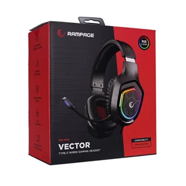 Rampage RM-K90 Vector Oyuncu Kulaklığı Siyah - Resim 5