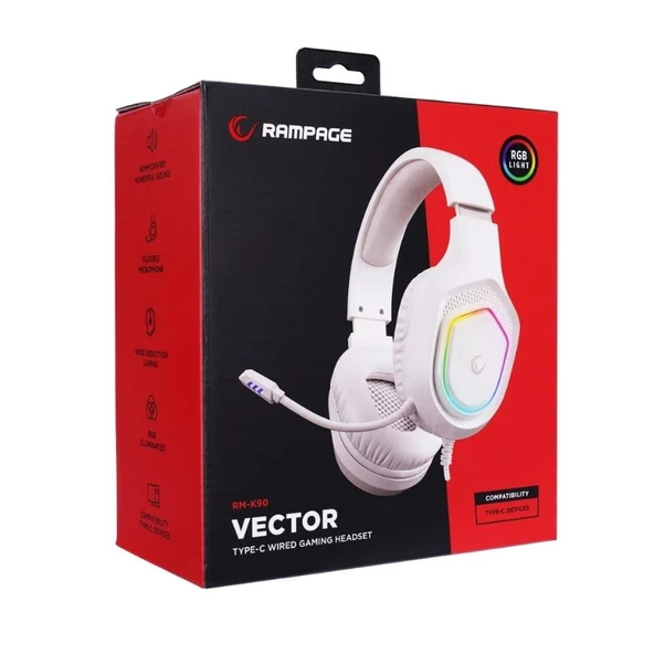 Rampage RM-K90 Vector Oyuncu Kulaklığı Beyaz - Resim 4