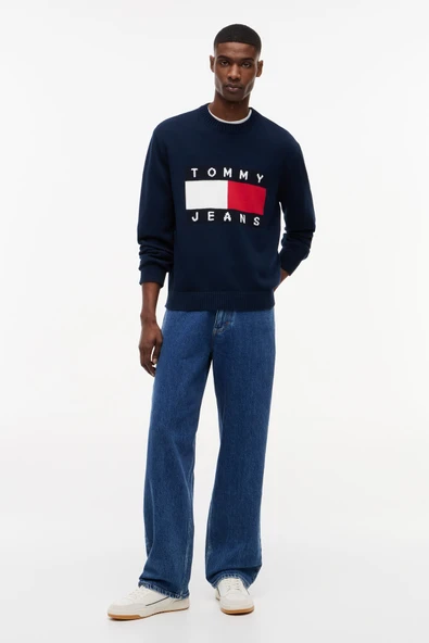 TJM REG FLAG SWEATER CNCK Erkek Mavi Kazak - DM0DM23413 ürün görseli 1