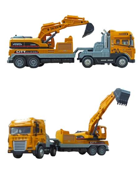 Metal Kasalı Işıklı-Sesli Kamyon Taşıyıcılı Kepçe ile İnşaat Maceraları Başlasın! ürün görseli 1