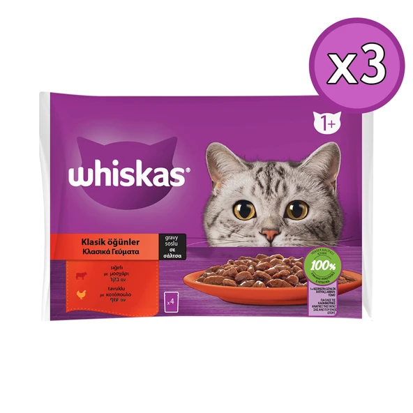 Whiskas 4x85 Gr Klasik Öğünler Kedi Yaş Maması 3 Adet ürün görseli 1