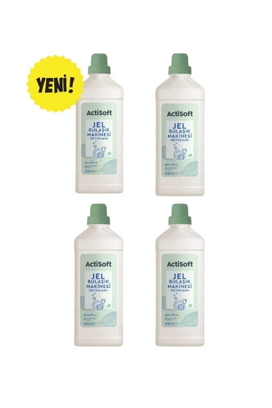 actisoft Bitkisel Özlü Jel Bulaşık Makinesi Deterjanı Klor ve Fosfat İçermez 1000 ml x 4 Adet (160 Yıkama) ürün görseli 1