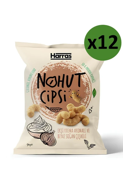 Harras Nohut Cipsi Ekşi Krema ve Beyaz Soğan Çeşnili 12 Adet X 50 gr ürün görseli 1
