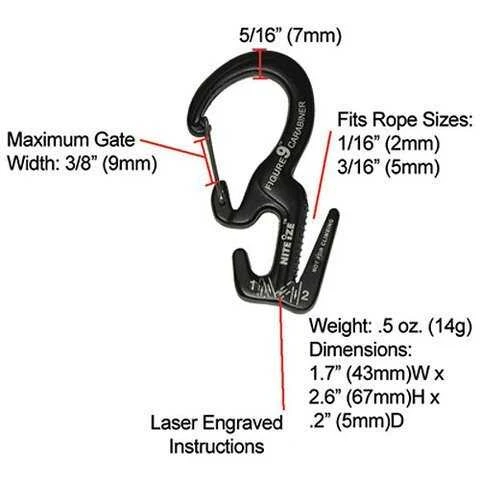 Nite- Ize Figure 9 Carabiner Small Black Karabina - Resim 2