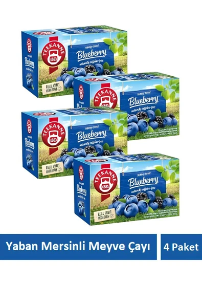 teekanne Yaban Mersinli Kafeinsiz Karışık Meyve Çayı Blueberry Çayı 4 Paket x 20 Süzen Poşet ürün görseli 1
