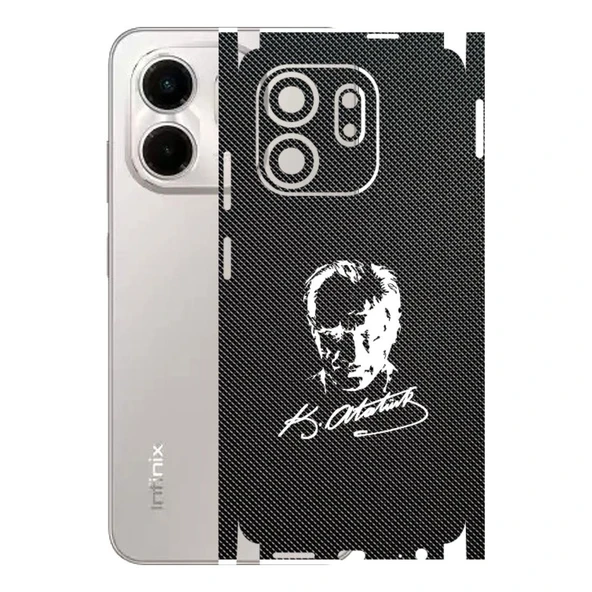 Infinix Smart 9 ile Uyumlu Bumper Serisi Premium Kaplama 360  Atatürk İmzalı Siyah ürün görseli 1