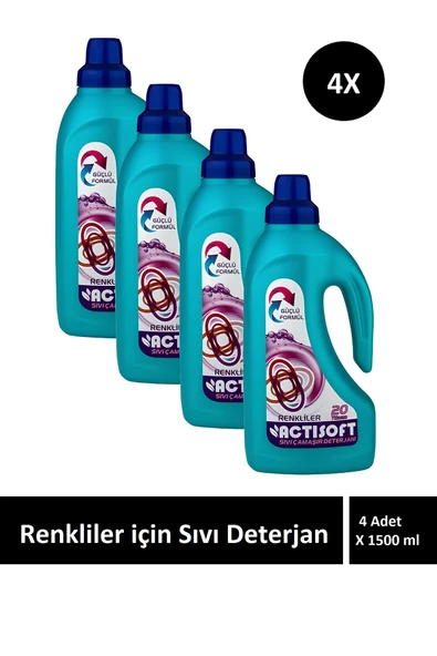 actisoft Renkliler için sıvı çamaşır deterjanı 1500ml X 4 Adet ürün görseli 1