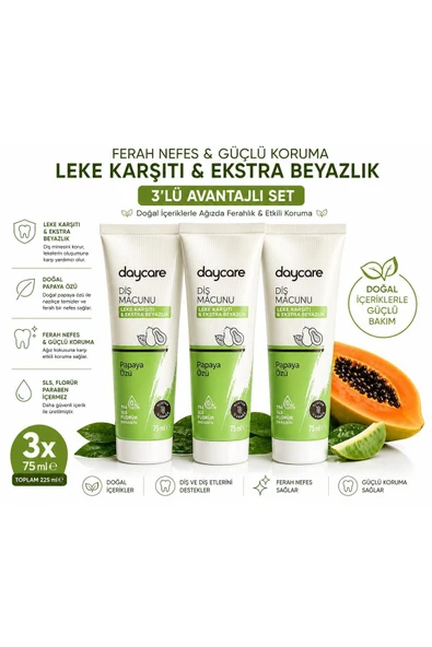 Daycare Papaya Özlü Glutensiz Diş Macunu 3'lü ürün görseli 1