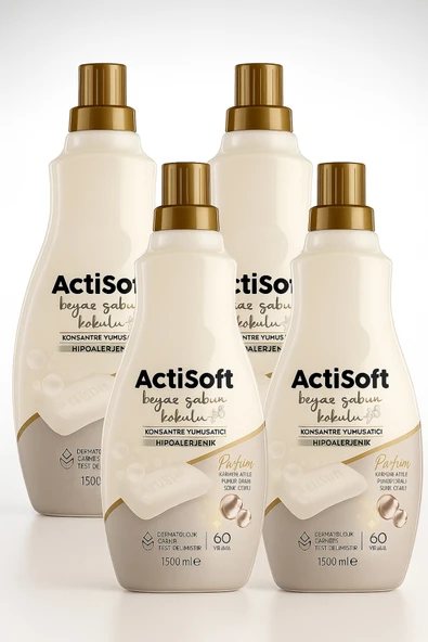 actisoft Beyaz Sabun Kokulu hipoalerjenik konsantre yumuşatıcı 1500ml X 4 Adet ürün görseli 1