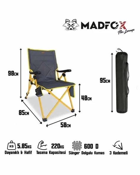 Madfox FlexLounge 3X Katlanabilir Kamp Sandalyesi - Resim 2