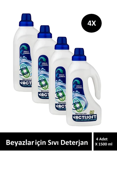 actisoft Beyazlar için sıvı çamaşır deterjanı 1500ml X 4 Adet ürün görseli 1